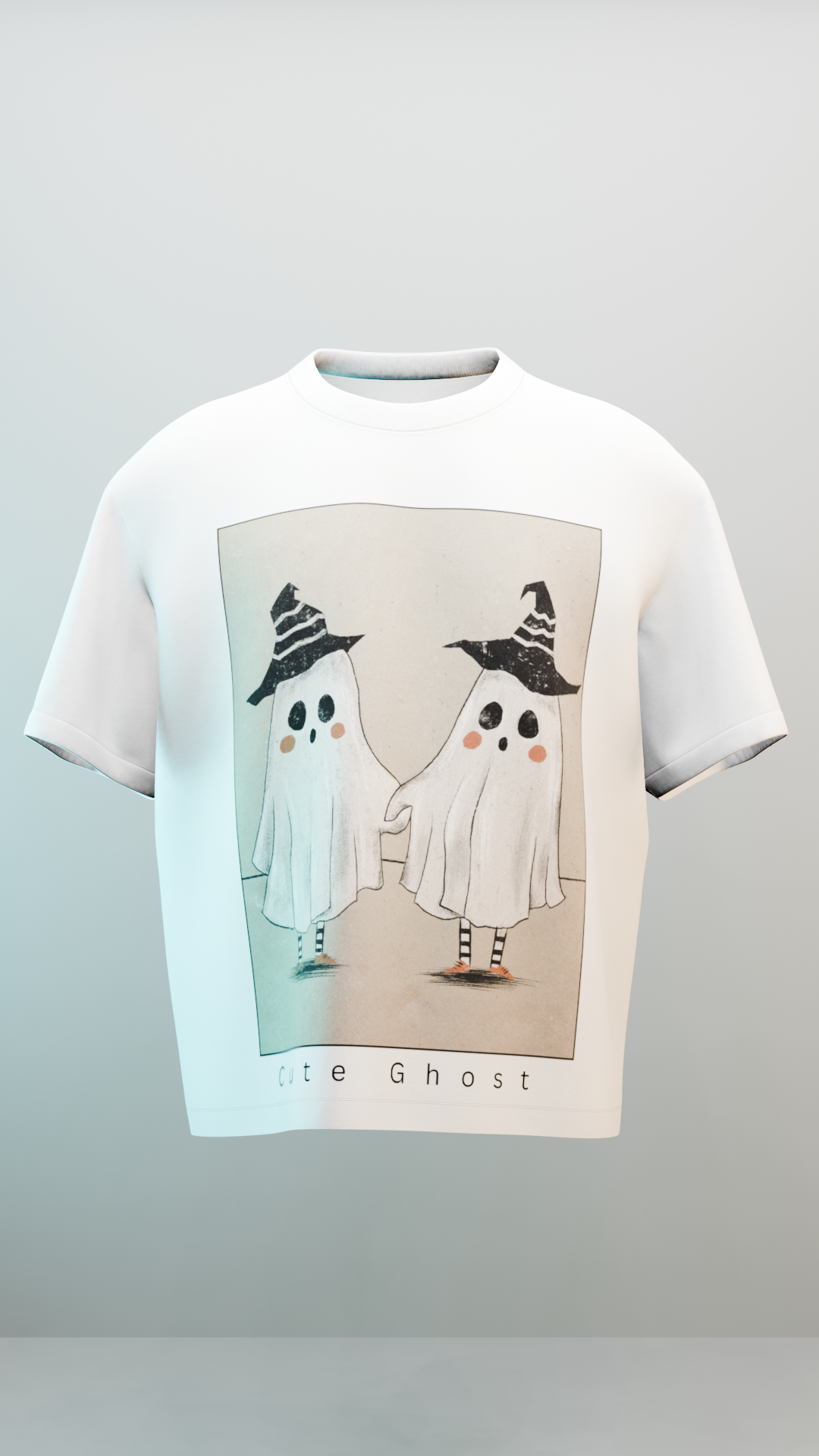 Boo! Happy Haunting Ghost White Oversized T-Shirt (Unisex)