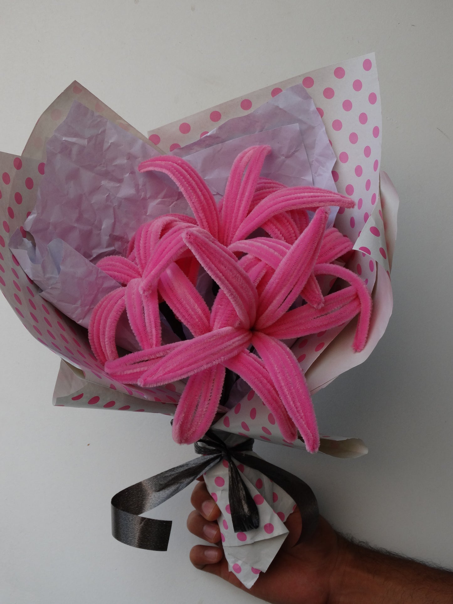Blooming Bliss Pink Chenille Flower Bouquet | Medium size
