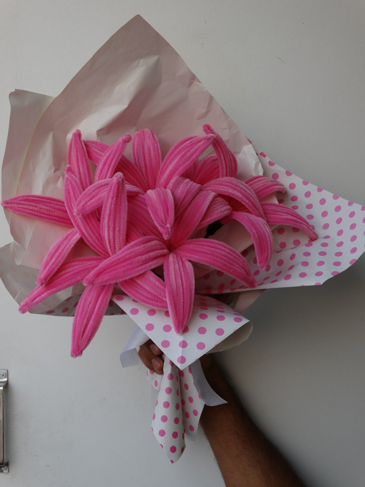 Blooming Bliss Pink Chenille Flower Bouquet | Large size
