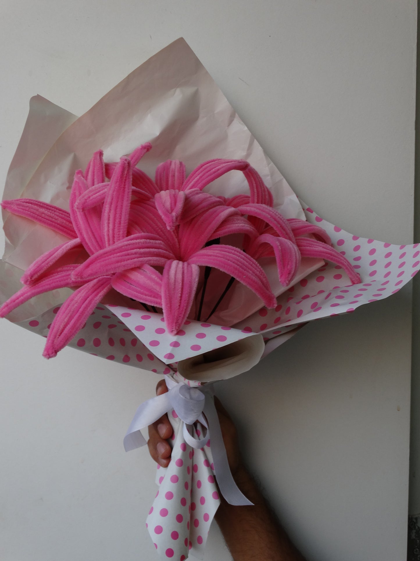 Blooming Bliss Pink Chenille Flower Bouquet | Large size