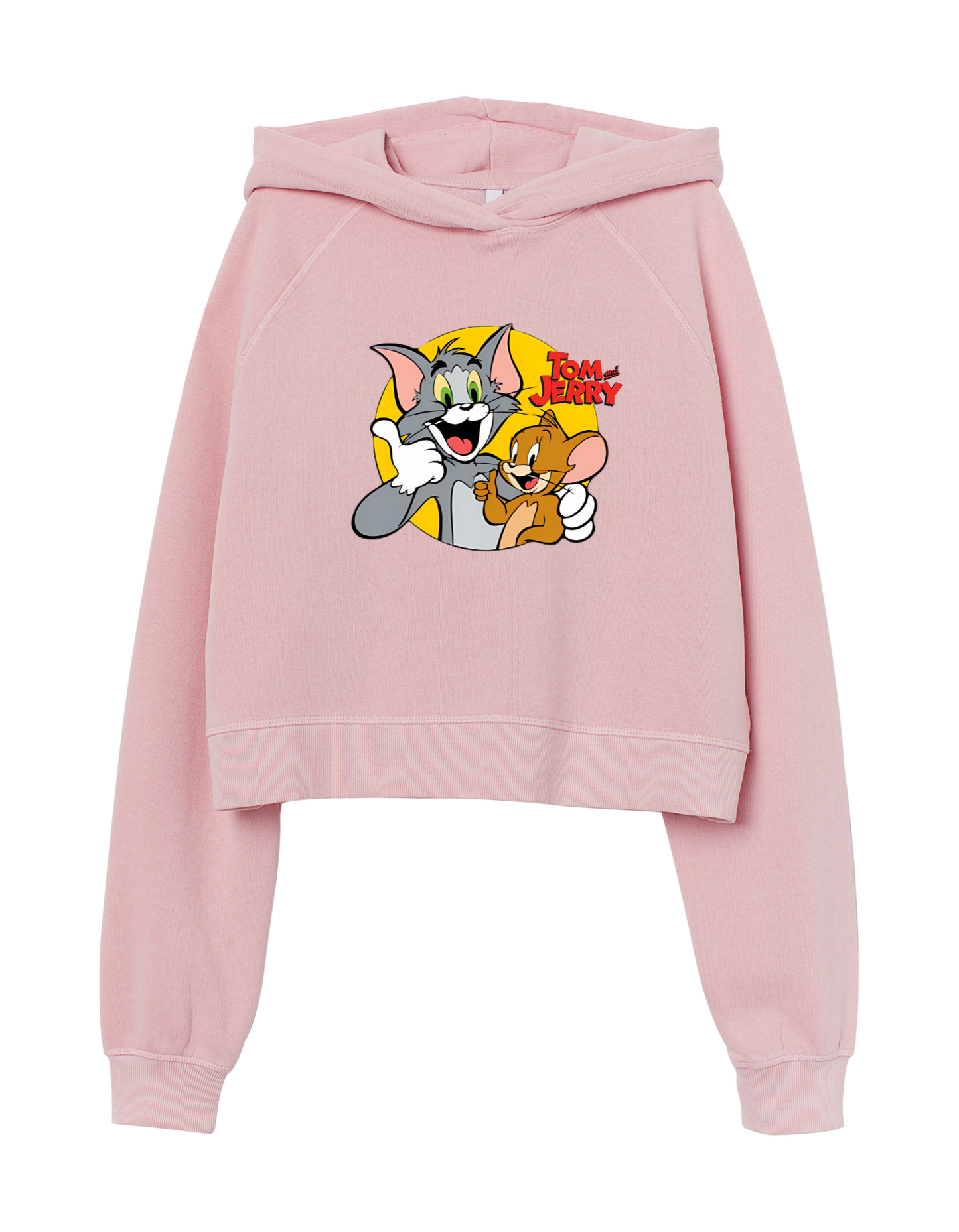Tom and Jerry Cartoon Crop Hoodie - Classic Animation Sweatshirt for Women