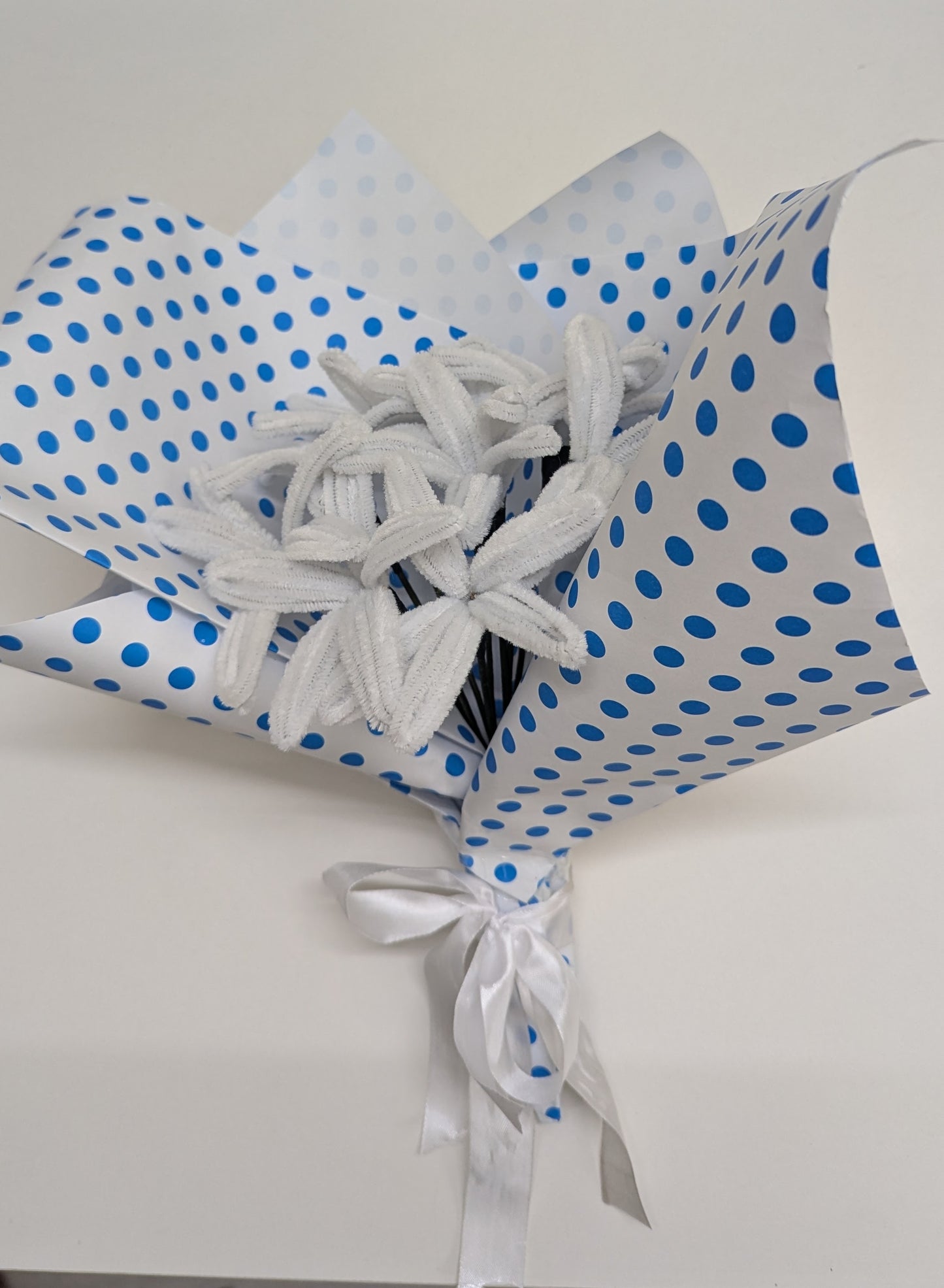 Elegant Whisper: The White Chenille Bouquet | Small size | 9