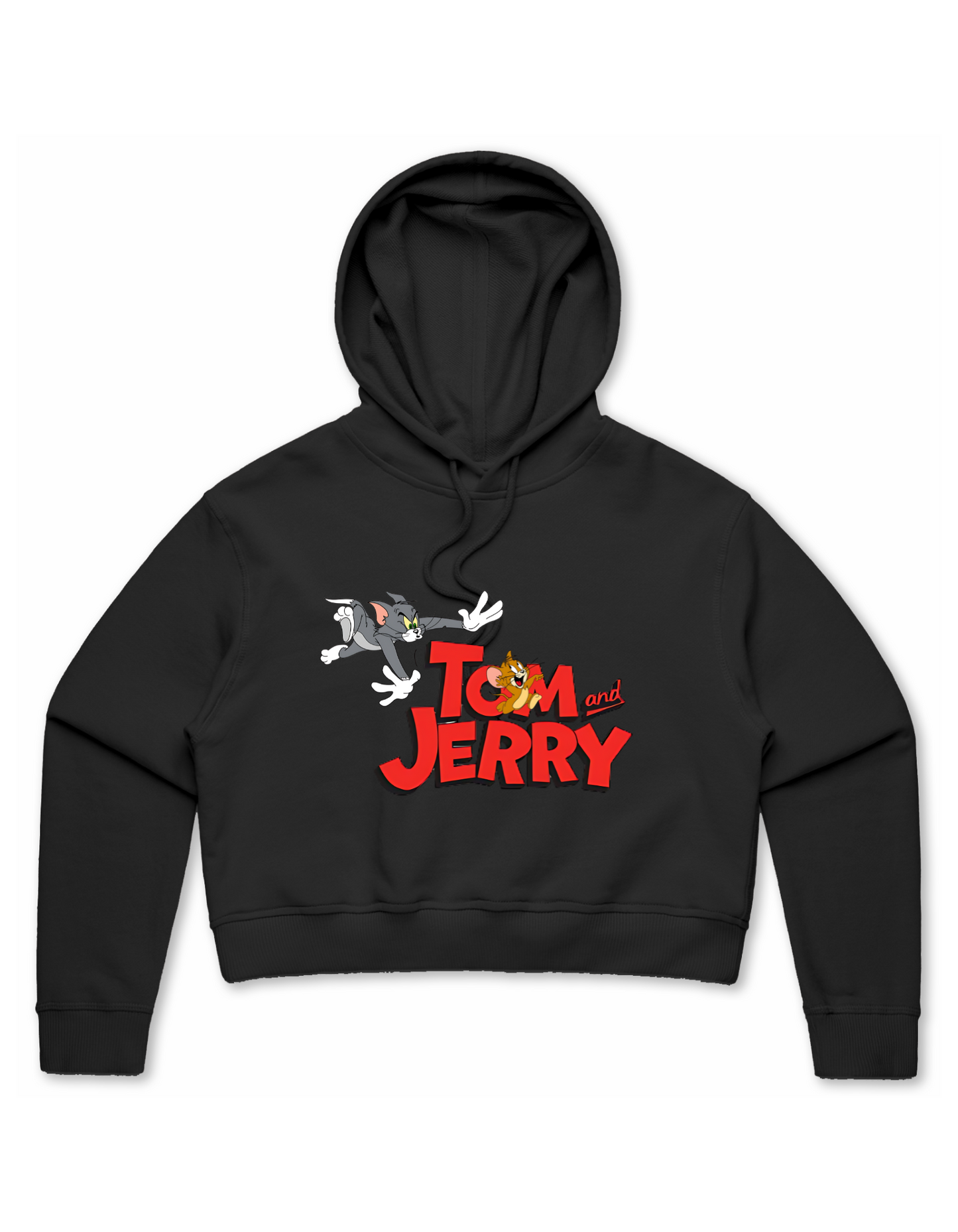 Tom and Jerry Crop Hoodie - Classic Animation Sweatshirt for Women