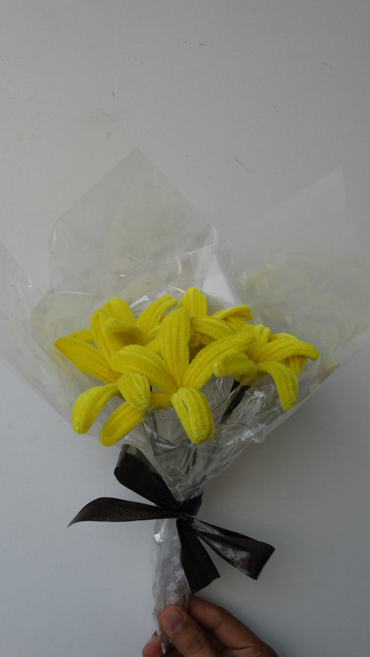 Blooming Bliss Yellow Chenille Flower Bouquet | Small size | 6