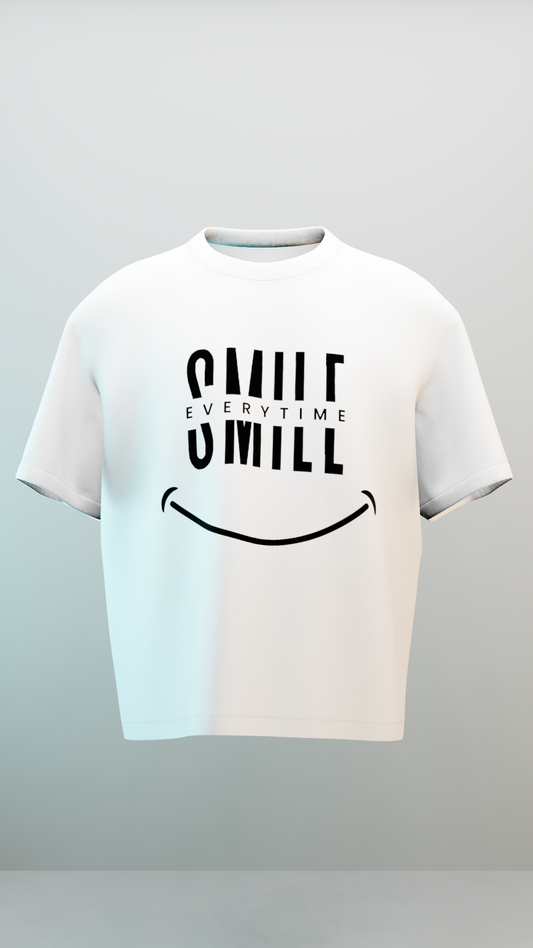 Positive Vibes Smiley White Oversized T-shirt (Unisex)