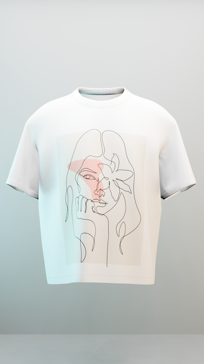 Serenity in Line Art Oversized T-Shirt