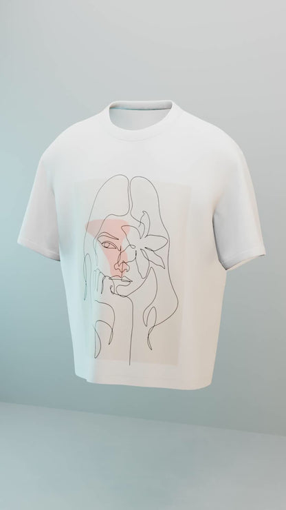 Serenity in Line Art Oversized T-Shirt