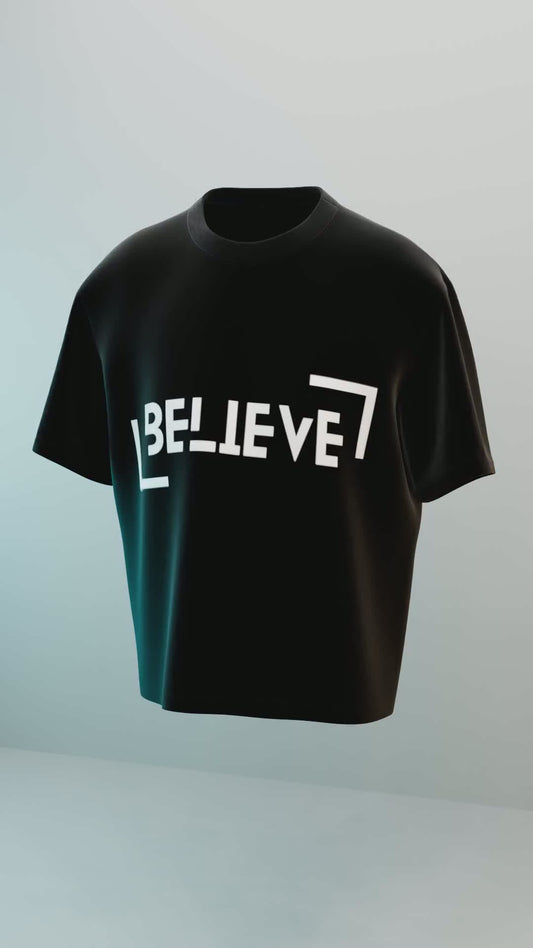 Believe Oversized Black T-Shirt